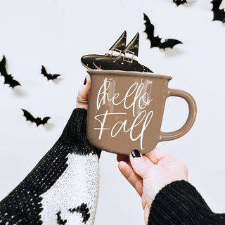 hello fall fall decor mug for entryway coffee table
hello fall mug with rustic autumn design
hello fall fall themed coffee cup on white background