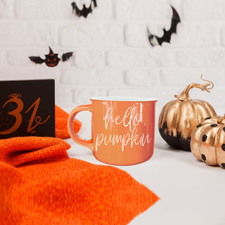 hello pumpkin mug lifestyle photo on white couch
hello pumpkin fall drinkware for seasonal lattes
cute hello pumpkin mug for thanksgiving coffee