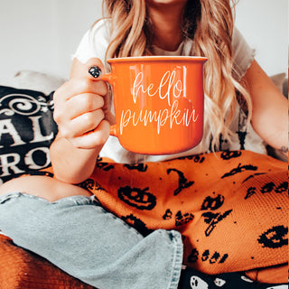 hello pumpkin fall kitchen mug on countertop
hello pumpkin coffee mug for farmhouse fall decor
cute fall mug for moms who love pumpkin spice