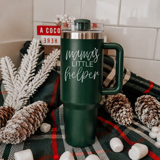 Double wall Christmas tumbler for moms - mamas little helper 40oz
Christmas mom tumbler with handle - mamas little helper 40oz holiday
Green Christmas mom tumbler 40oz - mamas little helper seasonal cup