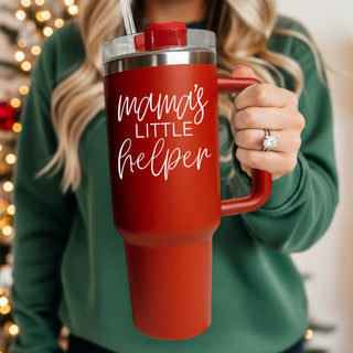 Holiday mom drinkware red green - mamas little helper 40oz
Christmas season mom tumbler - mamas little helper 40oz holiday
Christmas mom humor tumbler 40oz - mamas little helper saying