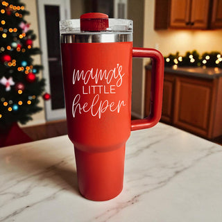 Green Christmas mom tumbler 40oz - mamas little helper seasonal cup
Christmas mom tumbler set red and green - mamas little helper 40oz
Festive Christmas mom tumblers - mamas little helper holiday gift