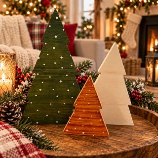 wooden Christmas trees for mantel decor
rustic Christmas shelf decorations
Christmas tree decorations for living room
wooden holiday tabletop trees