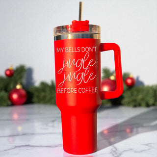 Christmas coffee tumbler 40oz red - my bells dont jingle jingle before coffee
40oz Christmas tumbler red - my bells dont jingle jingle before coffee saying
Red Christmas coffee tumbler 40oz - my bells dont jingle jingle before coffee