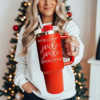 Holiday coffee humor tumbler  red
Christmas morning coffee tumbler  40oz red
My bells don't jingle jingle before coffee mug
Funny Christmas Coffee Mugs wholesale
Christmas cups  with handle and lids
Christmas Cups with straws red