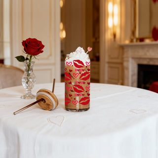 20oz glass tumblers with bold red lips and heart graphics for Valentine’s Day wholesale.
Eye-catching 20oz glass cups with XOXO, hearts, and red lips for a unique gift.
Flirty and fun 20oz glass cups with red lips, hearts, and XOXO for her special day bulk. 