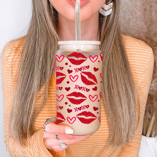 Modern 20oz glass cups with XOXO, red lips, and hearts for a trendy touch.
Flirty 20oz glass cups with pink XOXO, red lips, and hearts for her.
Unique Valentine’s Day glass cups featuring XOXO and red lips for a fun gift.