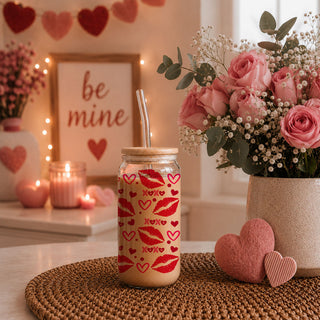 Vibrant 20oz glass tumblers with pink and red XOXO and heart designs.
Playful red lips, hearts, and XOXO 20oz glass cups for a perfect Galentine’s Day gift.
Trendy 20oz glass cups featuring red lips, hearts, and pink XOXO for a festive vibe.
Wholesalers for Unique Valentine’s Day 20oz glass cups with red lips and heart graphics.