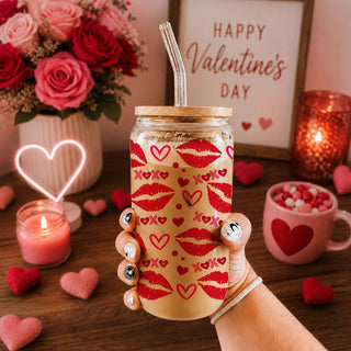 Unique Valentine’s Day glass cups featuring XOXO and red lips for a fun gift.
Festive 20oz glass tumblers featuring pink and red XOXO and heart designs.
Bold red lips and XOXO 20oz glass cups for a sassy Valentine’s gift.
Playful 20oz glass cups with red lips, hearts, and XOXO for Galentine’s Day fun.