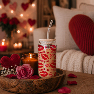 Fun and flirty 20oz glass cups featuring red lips and XOXO for her.
20oz glass tumblers with red lips, hearts, and XOXO for a chic Valentine’s gift resalers. 
Fun and trendy 20oz glass cups with red lips and pink XOXO for a unique gift.
20oz glass tumblers with bold red lips, hearts, and XOXO for Valentine’s Day.