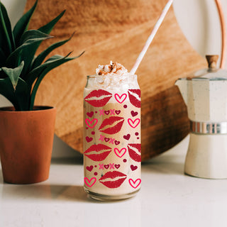 20oz wholesale glass cups with red lips, hearts, and XOXO for Galentine’s Day celebrations.
Wholesale glass cups with red lips, hearts, and XOXO for fun and festive Valentine’s gifts.