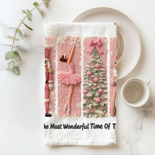 luxury pink christmas kitchen towel nutcracker design
boutique holiday kitchen towel pink festive decor
high end christmas dish towel soft pink holiday theme
designer christmas kitchen towel feminine holiday style