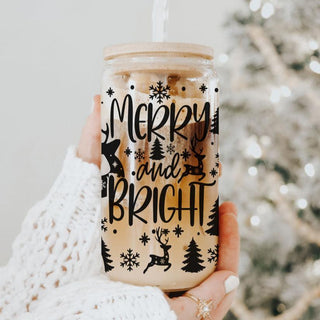 Wholesale Merry and bright cup with lid and straws
