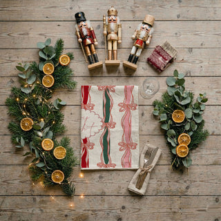 holiday dish towel for cozy winter kitchen decor
christmas towel for styling tiered tray kitchen decor
festive kitchen towel for countertop holiday display
christmas towel for decorating oven handle holiday style
holiday kitchen linen with ribbon bow christmas design