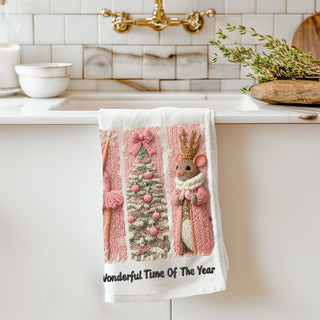 nutcracker themed gift for christmas lover
gift for pink decor lover christmas kitchen towel
holiday gift for home decor lover pink towel
stocking stuffer kitchen towel pink christmas theme