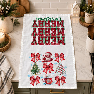 holiday towel styled with candles greenery and baking items
kitchen towel for christmas decor with cozy winter theme
festive towel for decorating farmhouse kitchen holiday style
holiday towel used for christmas table and kitchen styling
christmas linen towel displayed in cozy holiday kitchen