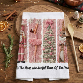 soft cotton christmas kitchen towel pink festive print
lightweight flour sack christmas towel pink decor
durable kitchen towel holiday use pink christmas design
absorbent dish towel festive pink holiday theme