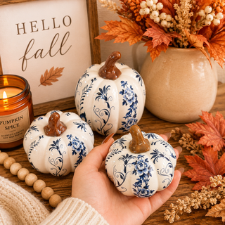 Bulk chinoiserie style fall decor pumpkins set
autumn table decor blue white pumpkins
fall centerpiece decor blue white pumpkin set
blue white pumpkins for fall coffee table styling
autumn shelf decor chinoiserie pumpkins
blue white pumpkin decor for fall mantle