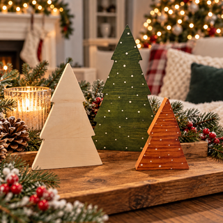 wooden Christmas tree display set
holiday wooden tree figurines
Christmas tabletop decor for living room
wooden Christmas decorations for mantel
