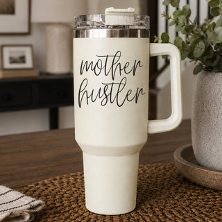 Mom of 3 gifts, mom of 2 gifts, mom of 4 gifts, moms who work gifts
Ivory White 40 oz tumblers with handle, lid and straw