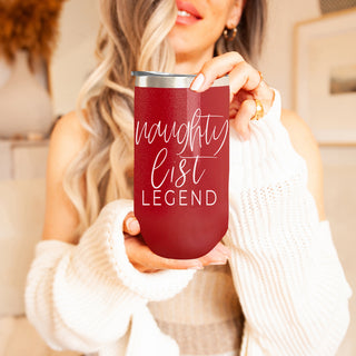 Christmas Humor Wine Tumbler | Red Naughty List
Naughty List Wine Cup | 17oz Stainless Steel | VIP Collection Gia Roma