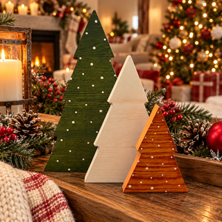 farmhouse Christmas tabletop decor
neutral wooden Christmas trees
Christmas tree home decor set
rustic wooden Christmas decorations