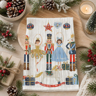nutcracker stage inspired holiday dish towel
ballerina christmas gift kitchen decor towel
performing arts christmas decor kitchen towel
christmas present for dance teacher kitchen towel
gift for ballet mom holiday kitchen decor
holiday present for dance studio owner towel