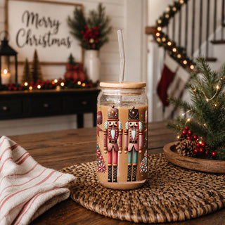 17oz bohemian holiday glass tumbler eco-friendly - Christmas nutcracker floral coffee cup bamboo lid - Pink teal kitchen decor
Christmas bohemian drinkware glass tumbler 17oz - Nutcracker floral bamboo lid - Holiday boho pink teal coffee cup wholesalers