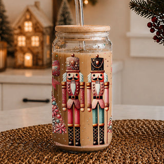 17oz Christmas coffee tumbler glass - Boho nutcracker floral holiday kitchen gifts bamboo lid straw - Pink teal design
Christmas boho style glass cup 17oz glass straw - Nutcracker floral holiday tumbler bamboo lid - Pink teal festive gift