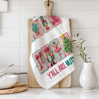 cozy woven look christmas kitchen towel festive pink
handcrafted style holiday towel knit design aesthetic
pink christmas kitchen towel styled on wooden board flat lay
holiday dish towel kitchen decor with neutral rustic styling
