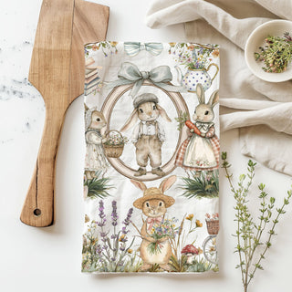 spring home decor bunny and floral towel
elegant easter towel cottagecore decor
whimsical bunny towel spring kitchen styling
100 cotton flour sack towel soft absorbent
premium quality easter kitchen towel
durable cotton tea towel with bunny print