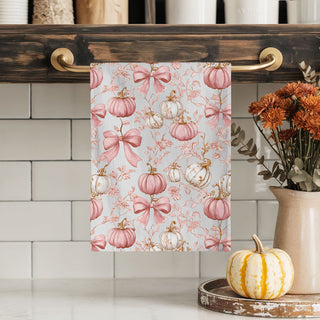 pink and white pumpkin pattern towel for glam fall kitchen
girly pink pumpkin linen for cozy fall bedroom décor
pink pumpkin hostess gift towel wrapped with ribbon
blush pumpkin and floral towel for neutral fall décor
Wholesale pink pumpkin towel for nursery or kid friendly fall décor
