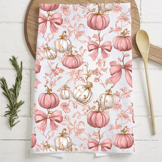 Pink Pumpkin Flour Sack Kitchen Towel – Blush Bow Fall Dish Towel for Girly Autumn Décor
pink pumpkin kitchen towel with bows and florals
blush pumpkin fall dish towel for feminine kitchen décor
pink autumn pumpkin tea towel on cutting board
girly fall kitchen towel with blush pumpkins and ribbons