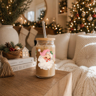 Christmas hostess gifts glass tumbler 17oz - Vintage Santa pink hat holiday coffee cup bamboo lid - Retro drinkware
Holiday coffee tumbler gift – festive glass cup for moms and home chefs
Retro Santa Christmas tumbler - festive pink hat Santa design glass
Holiday drinkware gift - vintage Santa glass tumbler with bamboo lid
