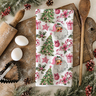 christmas decor must have kitchen towel pink
classic santa face pink christmas kitchen linen
pink christmas santa portrait kitchen towel decor
heirloom style santa christmas towel pink theme
holiday gift for pink christmas lovers santa towel