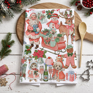 Wholesale vintage holiday tea towel pink santa and christmas scenes
pink christmas kitchen accessories retro holiday theme
pink santa face towel vintage christmas home decor
girly christmas kitchen decor pink holiday towel
pink christmas aesthetic kitchen towel gift