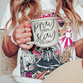 faith and confidence quote mug for women
Christian motivational gift for daughter mug
ceramic mug for women who pray and hustle
Sunday church and weekday work mug
Christian positivity coffee mug for everyday use
pray first then slay the day coffee cup
gift idea for Christian boss lady mug
strong Christian woman coffee mug
Christian planner and journal flatlay with mug