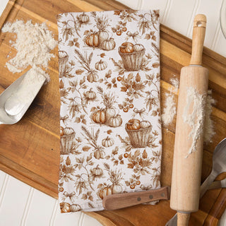 pumpkin wreath inspired kitchen towel for fall decorating
pumpkin design kitchen towel in warm monochrome browns
classic thanksgiving pumpkin towel for holiday kitchen
pumpkin and acorn print towel for rustic fall décor