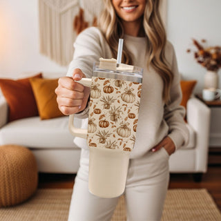 cute autumn tumbler for women
cozy pumpkin tumbler aesthetic
minimal pumpkin spice tumbler
fall leaves and pumpkin coffee tumbler
neutral farmhouse pumpkin cup
pumpkin tumbler for iced coffee
warm beige autumn coffee tumbler
cute thanksgiving pumpkin tumbler