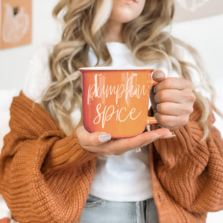 Wholesale pumpkin spice ceramic mug with white script
pumpkin spice latte cup cozy fall vibes
pumpkin spice mug for autumn obsessed women in bulk