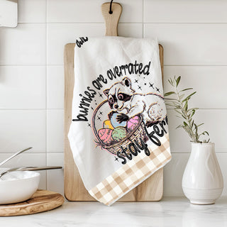 Funny Easter kitchen towel raccoon eggs stay feral farmhouse
Chaotic raccoon dish towel Easter humor gingham spring
Trash panda Easter kitchen towel funny raccoon farmhouse
Stay feral Easter towel raccoon basket eggs gingham