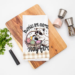 Trash panda kitchen towel Easter humor raccoon eggs
Funny raccoon towel bunnies overrated Easter gingham
Feral Easter kitchen towel raccoon basket farmhouse
Raccoon humor dish towel Easter eggs stay feral spring