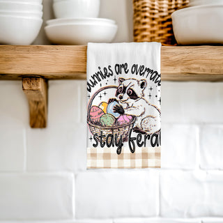 Hilarious raccoon towel Easter humor basket spring
Sassy Easter dish towel raccoon bunnies overrated
Clever raccoon kitchen towel funny Easter eggs
Humorous Easter towel raccoon stay feral farmhouse