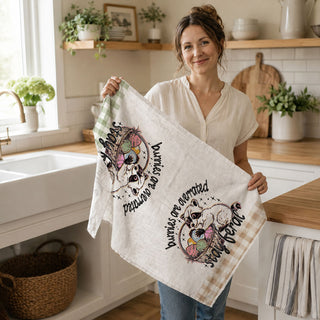 Funny Easter kitchen towel raccoon eggs stay feral farmhouse
Chaotic raccoon dish towel Easter humor gingham spring
Trash panda Easter kitchen towel funny raccoon farmhouse
Stay feral Easter towel raccoon basket eggs gingham
