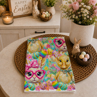 spring bunny towel with flowers
duckling towel with Easter eggs
Easter bunny towel with bright flowers
fun Easter bunny and duck gift
cheerful spring hostess towel
boutique Easter kitchen towel
boutique spring tea towel
cute Easter decor for kitchen
colorful bunny Easter towel gift
Easter rabbit and duckling tea towel
spring bunny glasses towel
Easter bunny pink sunglasses towel
playful bunny Easter kitchen decor
bright colorful Easter tea towel
whimsical duckling spring decor towel