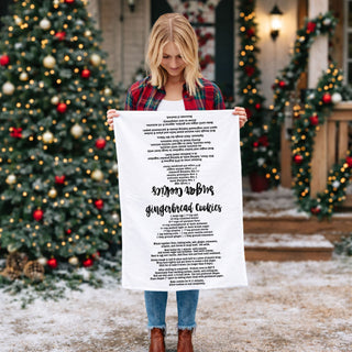 holiday towel styled outdoor winter christmas decor
kitchen towel styled with cozy home background
christmas towel lifestyle farmhouse kitchen decor
recipe kitchen towel styled holiday home scene
festive baking towel styled with christmas decor