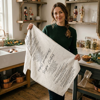 christmas recipe kitchen towel flat lay baking scene
holiday towel styled with rolling pins cookies and decor
festive kitchen towel with baking setup christmas styling
christmas towel styled with holiday baking accessories
holiday recipe towel styled cozy kitchen decor
holiday towel for baking and serving guests desserts
festive kitchen towel for entertaining during holi