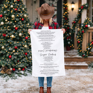 cozy christmas kitchen towel with baking instructions
festive towel combining decor and function kitchen
holiday dish towel recipe print aesthetic decor
christmas towel for decorating kitchen with purpose
holiday kitchen towel practical christmas decor
holiday dish towel for quick and easy cookie recipes
