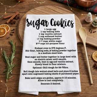 Christmas Kitchen Towel Gingerbread Recipe – Holiday Dish Towel, Baking Kitchen Decor, Flour Sack Cotton Tea Towel Gift for Bakers