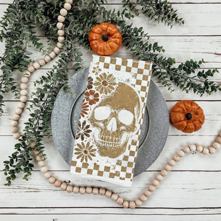 neutral fall skeleton towel for modern minimalist décor
groovy skull and daisy halloween hand towel
skull and ghost fall gift towel for horror lovers
